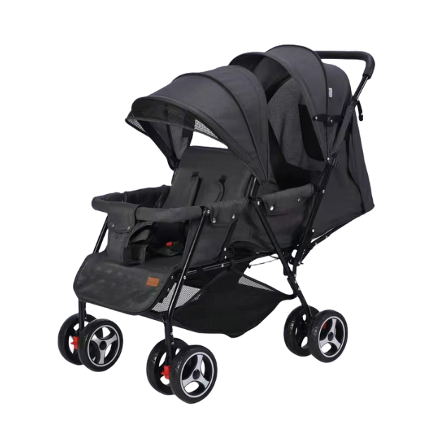 Double Stroller, Grey, Side by Side Twin Pushchair