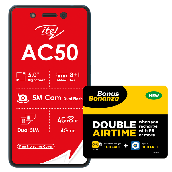 Itel AC50 32GB LTE Dual Sim - Blue(NL) + MTN SIM KIT &amp; LTE Device Promotion