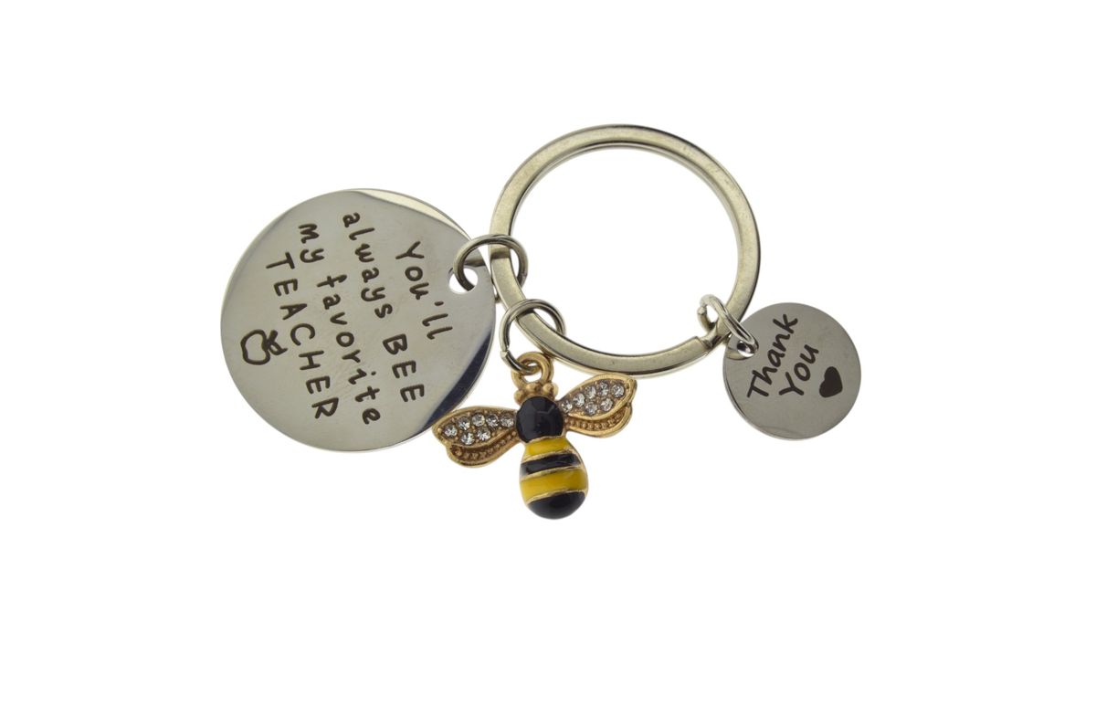 Bee-Inspired Round Tag Appreciation Keychain - Multicolor