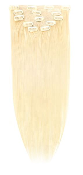 Human Hair Straight Color 613 35cm-14" XXL 7pc clip in-100% Brazilian Remy