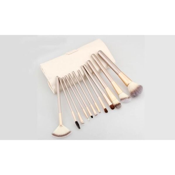 12 Piece Champagne Gold Makeup Brushes Set