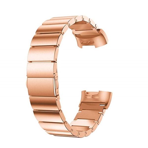 Stainless Steel Link Band for Fitbit Charge 3 &amp; Charge 4 - Rose Gold