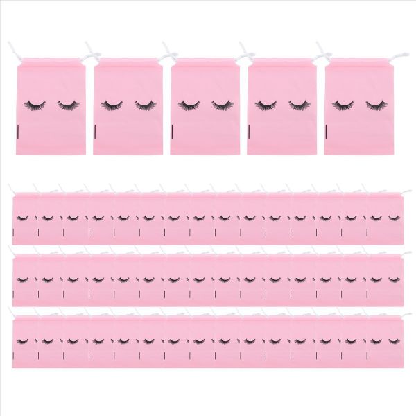 50 Pieces Eyelash Aftercare Bags Makeup Toiletry Pouch Pink,M