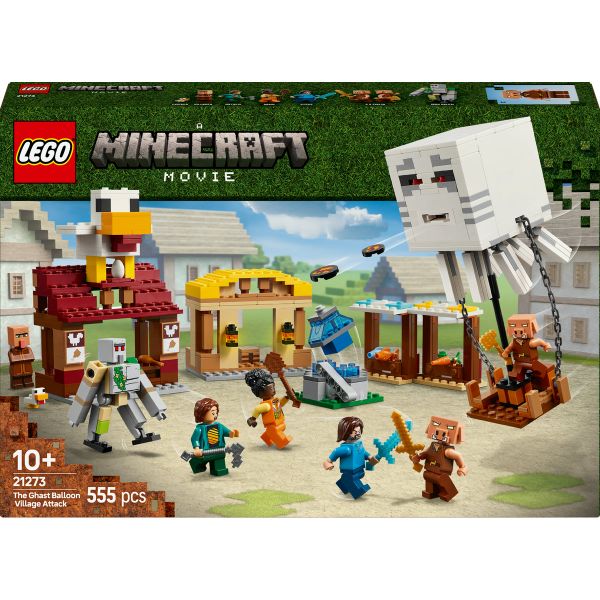 LEGO® Minecraft® The Ghast Balloon Village Attack, Gamer Gift Toy for Kids 21273