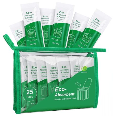25 Pack Eco-Absorbant Portable Toilet Powder Gel Sachets Image