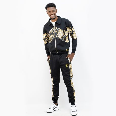 Black and gold tracksuit mens online