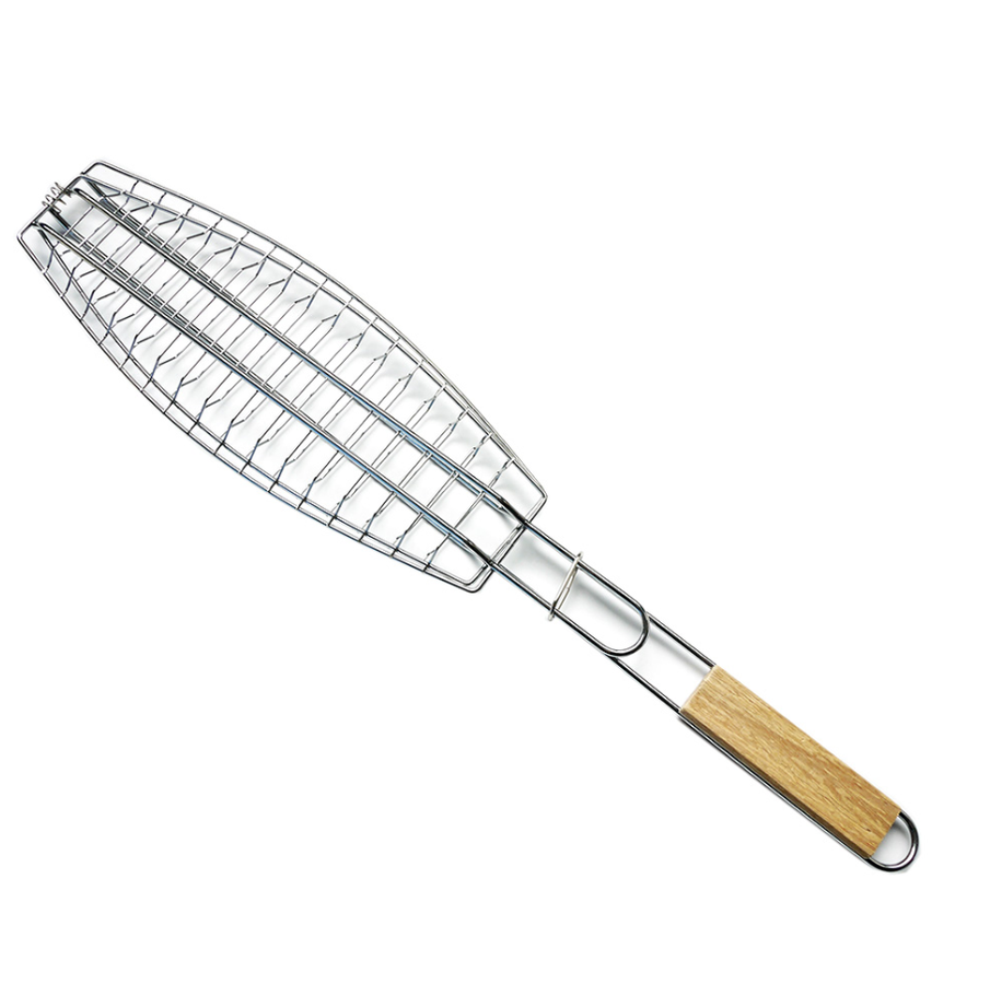 Stainless Steel BBQ Fish Grill Net With Wooden Handle | Shop Today. Get ...