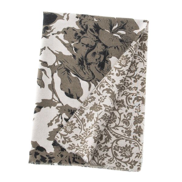 Women's Grey Warm Tassel Scarf -1 90x65cm