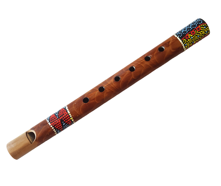Bamboo Windwind 6 Hole Flute - Red Scrible Lines