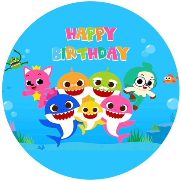 Baby Shark Round Wooden Vinyl Signage 63cm
