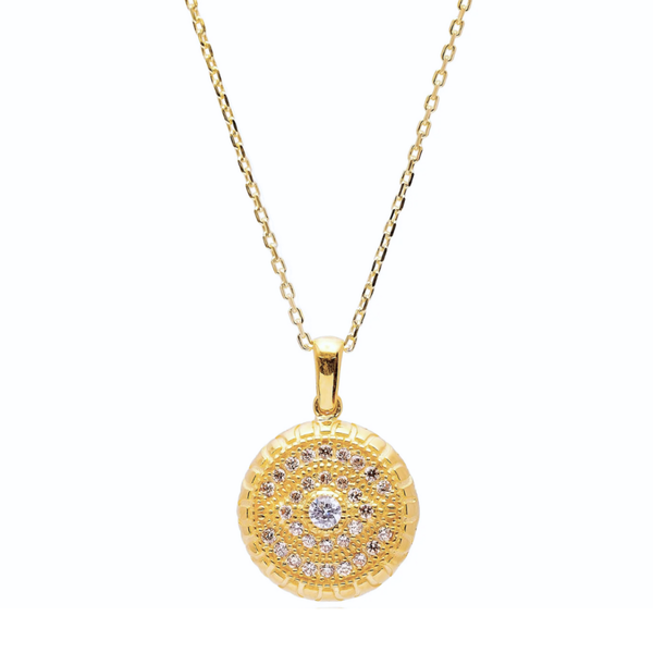 Gold-Plated Sterling Silver Evil Eye Medallion Necklace
