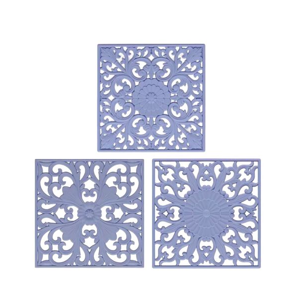 Silicone Pot Holders - Heat-Resistant 18cm Grey Pads with Hollow Pattern