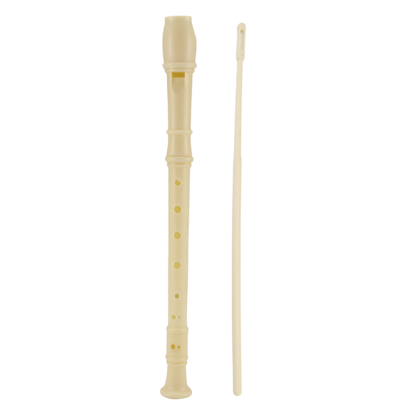 Students creamy-white Plastic 8 Holes Flute Recorder w Cleaning Stick
