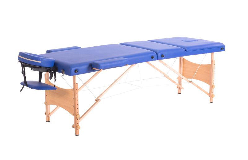 3 Section Wooden Premuim Massage Table Bed - Blue
