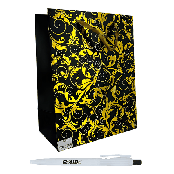 Luxury Gold Pattern Different Colors &amp;Sizes Gift Bags With ReVibe Pen