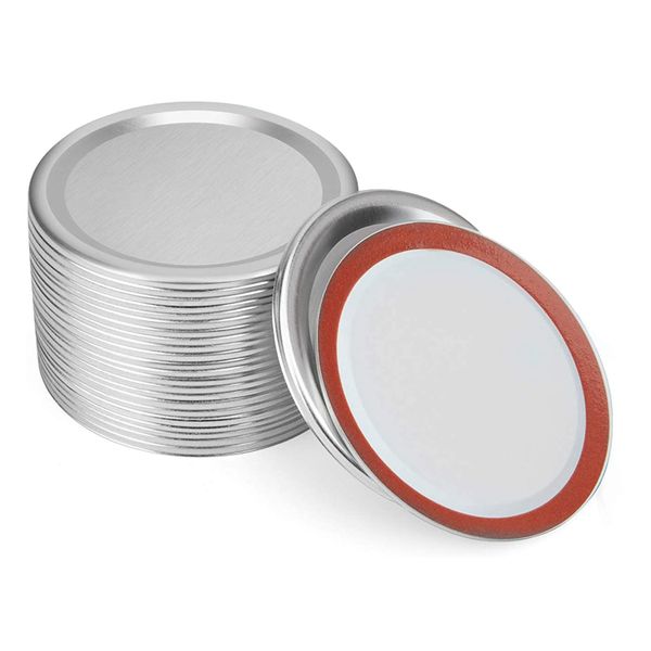 24 Pcs Mason Jar Lids Regular Canning Lids With Silicone Seals Rings