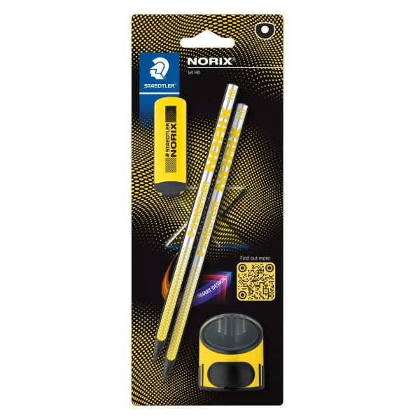 STAEDTLER Norix Graphite Pencils Yellow - 2 Pack + Eraser &amp; Sharpener