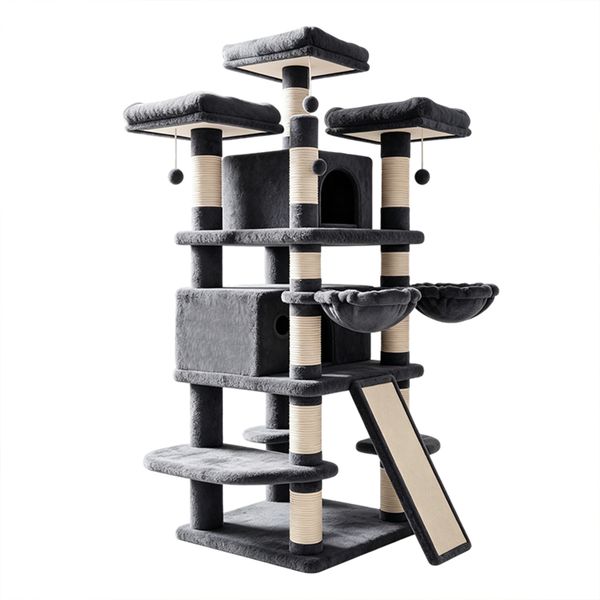 Plush Cat Tree 2 Story Cat Tower Scratching Post House Indoor Large Cats