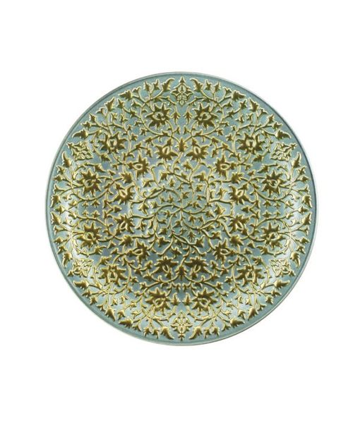 Irena Plate Shiraz 35cm Light Turq &amp; Gold
