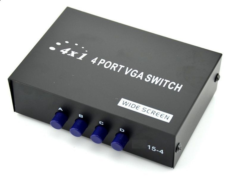 4 Port VGA Switch Box With Full HD 1080P VGA Splitter &amp; Display Selector