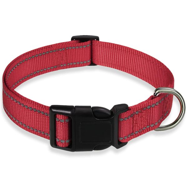 Reflective Adjustable Nylon Dog Collar With Buckle(30-40Cm)