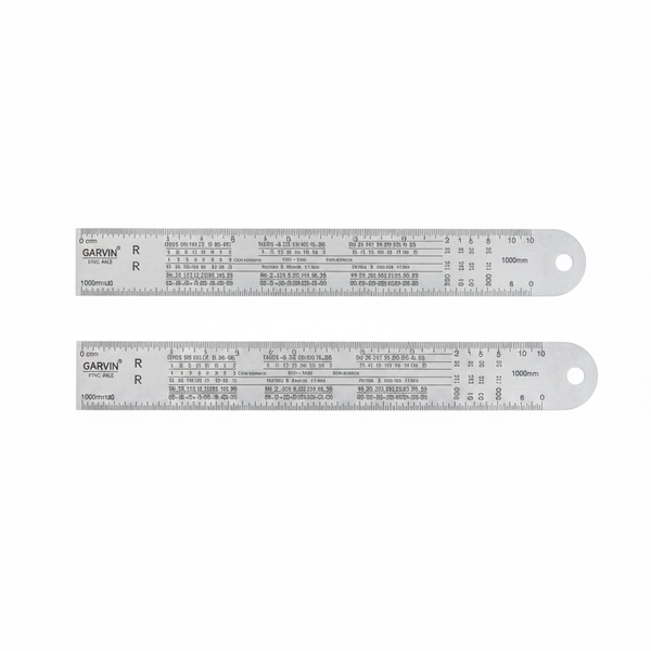 Garvin 1000mm Steel Rule with Metric and Imperial Conversion Table - 2 Pack