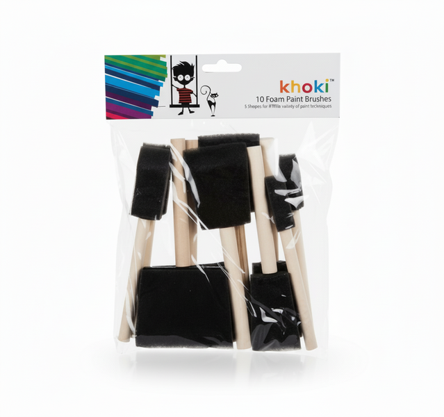 Khoki 10 Piece Sponge-Tip Paint Brushes for Crafts and DIY Projects