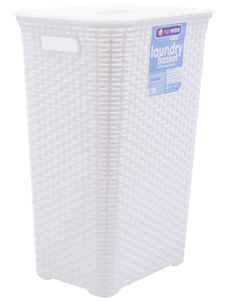 nuware Rattan Laundry Basket - White