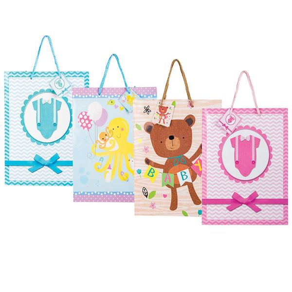 Bulk Pack x 8 Assorted Large Everyday Gift Bag 32x25cm - Animals