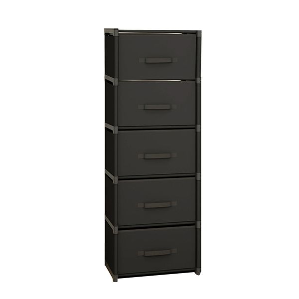 Black non-woven fabric drawer cabinet with five drawers