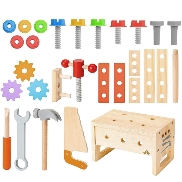 Wooden Tool Set Educational Pretend Play Construction Toy Tool