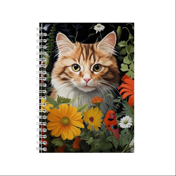 CAT SURROUNDED BY SUNFLOWERS A5 Notebook Gift Idea Notepad 227