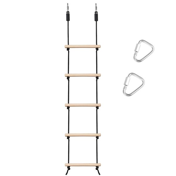Home Playground Treehouse 5 Step Swing Rope Ladder With Hanging Attachments