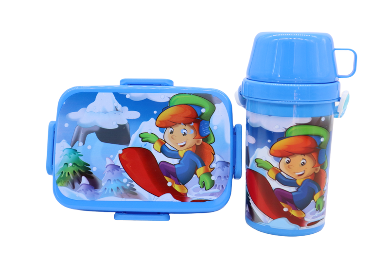 Cartoon Portable Cold Food Lunch Box with Watter Bottle