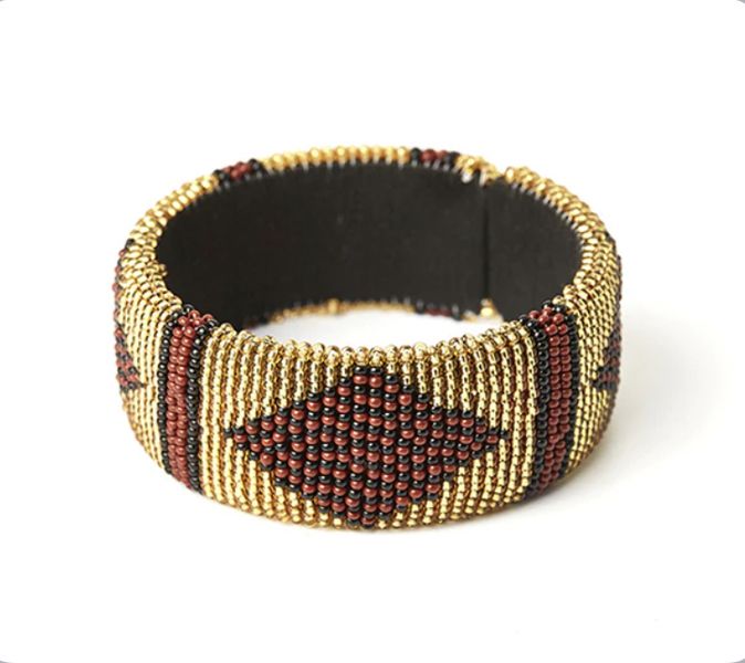 Beaded Cuff Bangle - Gold