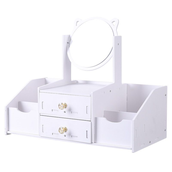 Elegant Cosmetic Storage Box with Drawers &amp; Built-in Mirror-HA44