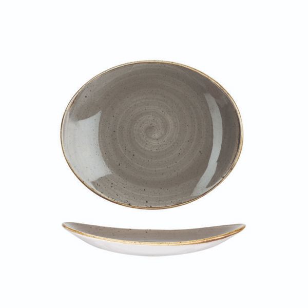 Churchill Stonecast Peppercorn Grey Oval Plate 12 Pcs