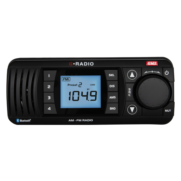 GME GR300BTB AM/FM Marine Radio with Bluetooth - Black