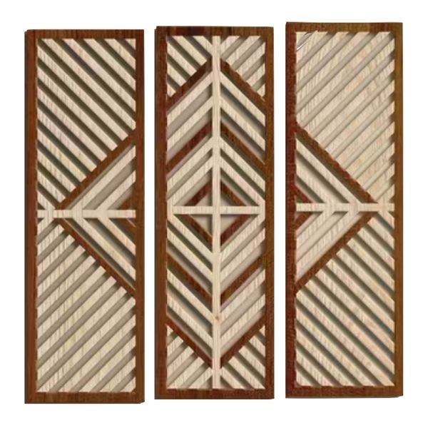 Decor Retro Style Geometric Designs Wooden Wall Art Set of 3 - 44cm