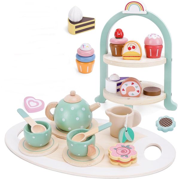 Kids Tea Party Set with Cupcake Stand