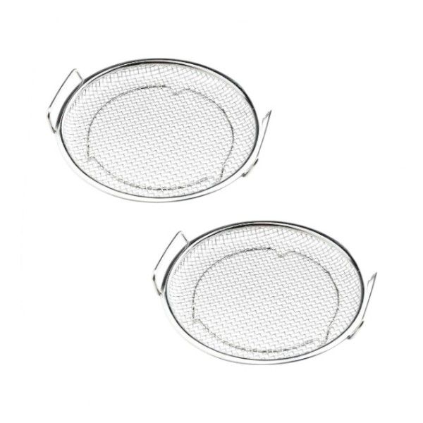 2 Pack Stainless Steel Round Mesh Steamers - 19.5cm - Silver