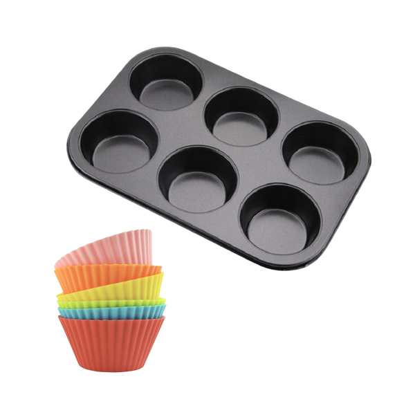 Muffin Tray with 6 Silicone Cups