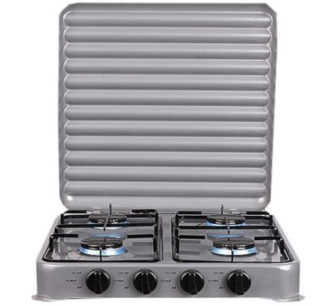 Sokany - White - 4 Plate Gas Stove with Cover