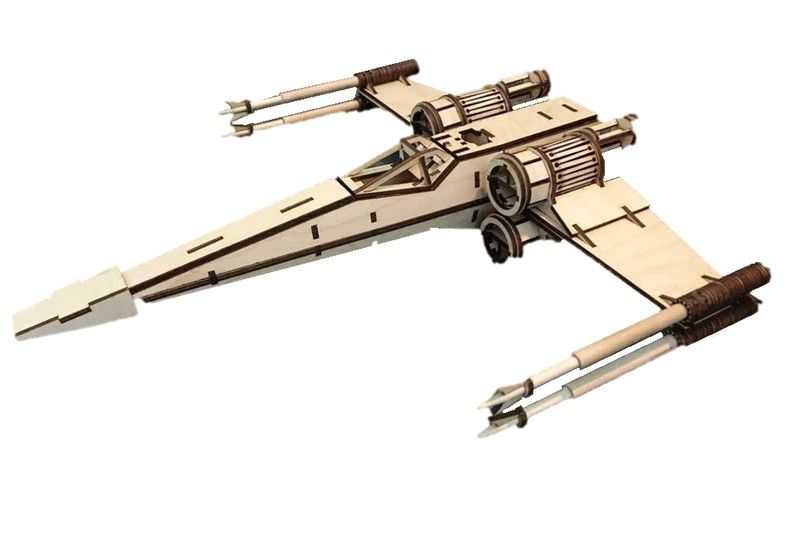 Star Fighter Space ship X | Wing 3D Puzzle Wooden 3D Model Everything Laser