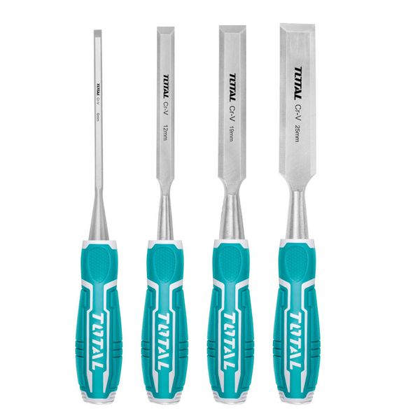 Total Tools 4 Piece Industrial Wood Chisel Set