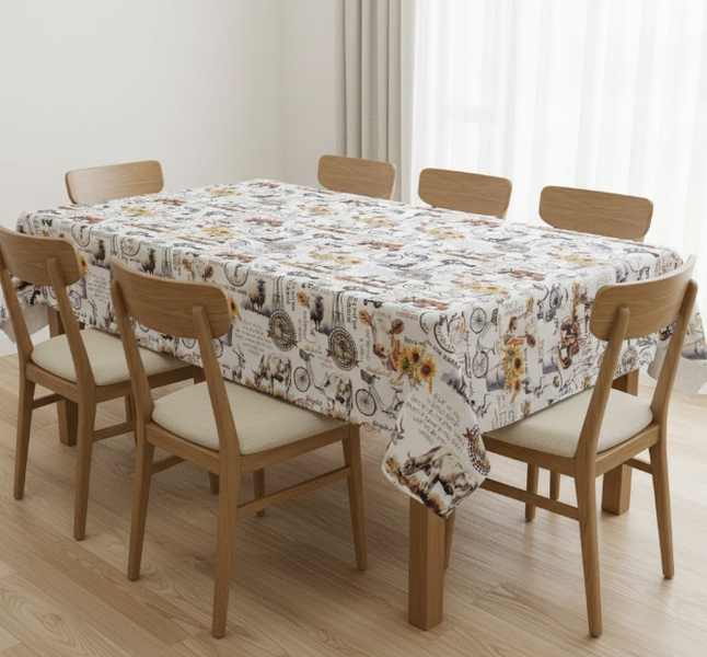 White Afrikaans Sunflower Rectangular Table Cloth