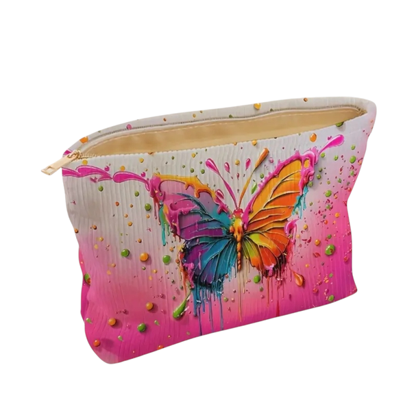 FlutterEase Lightweight Corduroy Makeup Bag