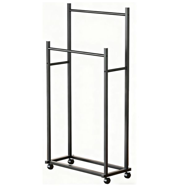 Freestanding Towel Rack with Wheel - 2 Tier Drying Rack for Bathroom &amp; Pool