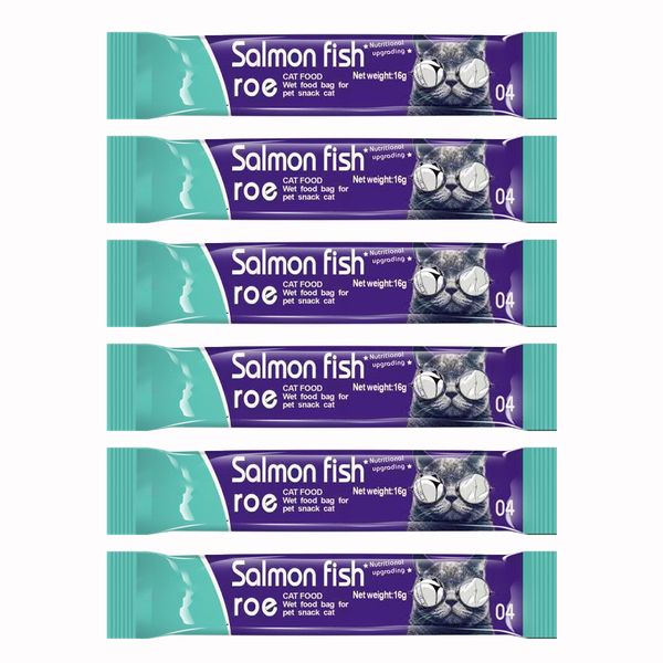 6 Piece Cat Treats Sticks Cat Wet Foods - Salmon Fish