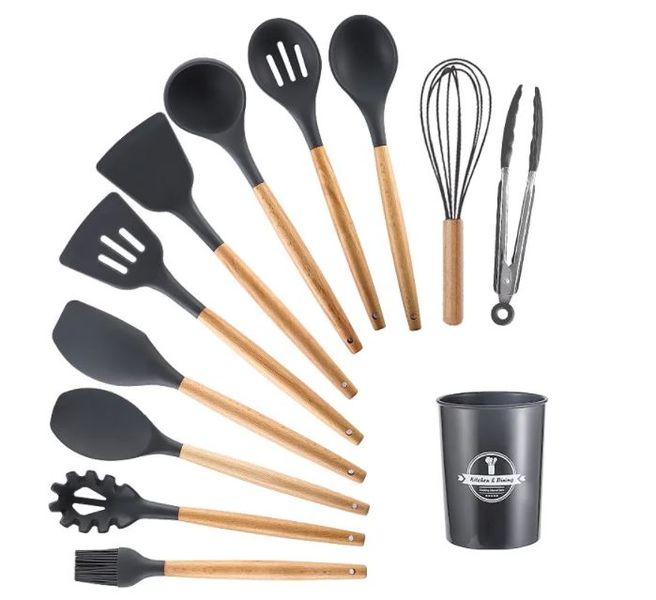 12 Pieces BPA Free Silicone Cooking Utensils Set Non-Stick Utensil Set